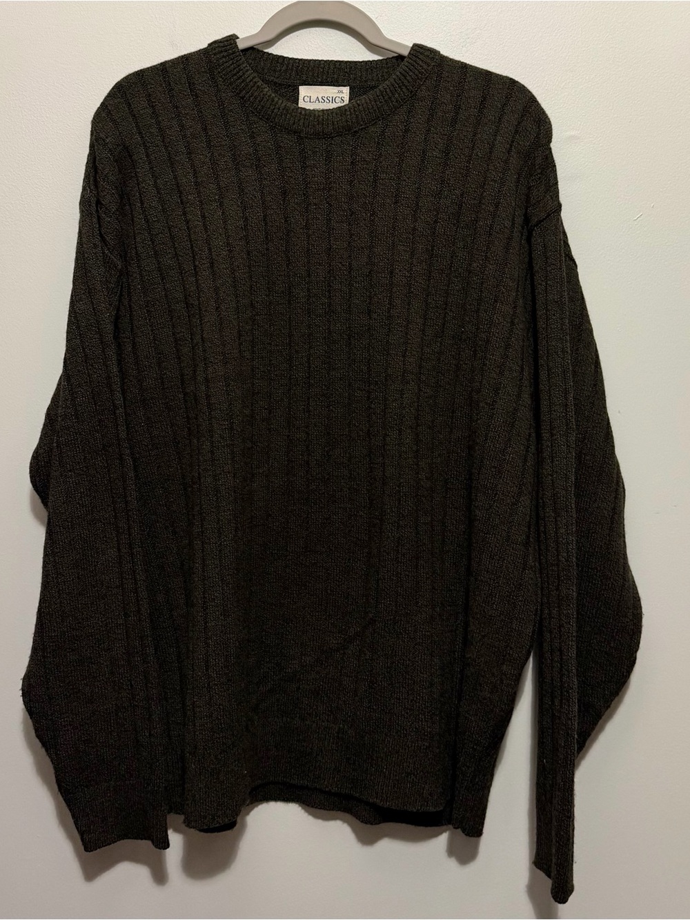 VTG 1990s Oversized Men’s XXL Espresso Ribbed Preppy Crewneck Made in USA